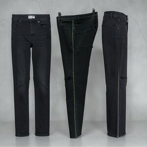 🌻NEW w/tags PT Torino PT05 Black Amy Skinny Green Lame Stripe Skinny Jeans 27